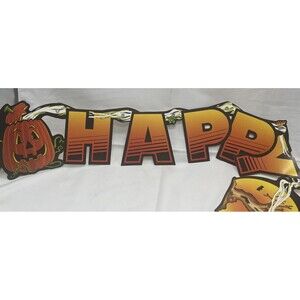 Vintage Halloween Beistle Happy Halloween Jack O’ Lantern Banner Decoration 40”
